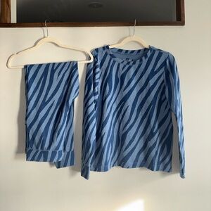 Blue Zebra Print Pajama Set